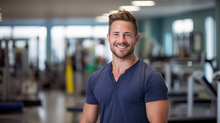 Obraz premium Male physical therapist in a physiotherapy room