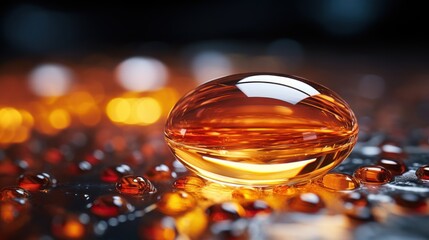 Golden oil capsule of vitamin A UHD Wallpaper