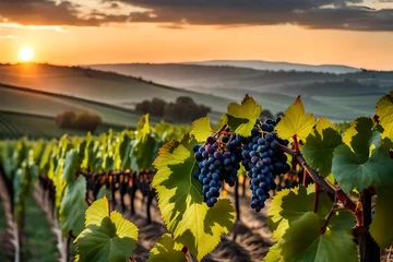Fotobehang vineyard in the morning © Saad