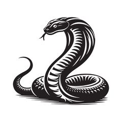 Mystical Serpent Shadows: Cobra Animal Silhouette Conjuring an Aura of Enigmatic Elegance - Cobra Illustration - Cobra Vector

