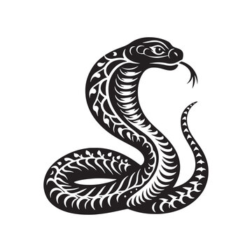  Sinister Shadows: Cobra Animal Silhouette Set Evoking a Sense of Menacing Beauty in the Serpent's Form - Cobra Illustration - Cobra Vector
