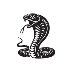 Elegant Menace: Cobra Animal Silhouette Series Blending Elegance with the Inherent Menace of the Serpent - Cobra Illustration - Cobra Vector
