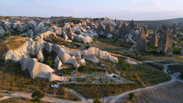 Aerial view of Goreme Historical National Park, Cappadocia, Turkey.