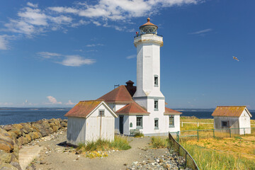 Fototapeta na wymiar Point Wilson Lighthouse, Port Townsend, Olympic Peninsula, Washington, USA
