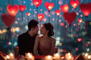 couple in valentines day night at romantic restaurant celebrating their love pragma