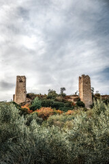 Panoramic view to the hill of Avantas byzantine castle Alexandroupolis, Evros region Greece, tourism, wildfires