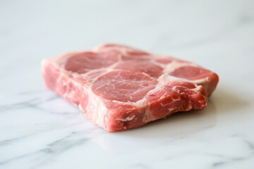 Steak on a light table surface. Background with selective focus and copy space