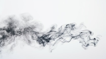 Monochrome smoke patterns swirling against a pure white backdrop