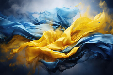 Artistic Ukraine Flag - Painted Ukrainian Flag - obrazy, fototapety, plakaty