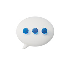 Globo de texto con 3 puntos suspensivos en 3d