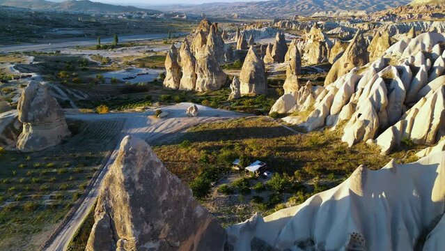 Aerial view of Goreme Historical National Park, Cappadocia, Turkey.