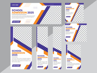 School Admission web banner design set.