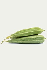 Ridged Gourd or or Angled Luffa Isolated on White Background, Also Known as Ribbed Loofah, Sponge Gourd