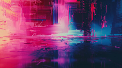 Abstract background with digital glitch effect, distorted pixels