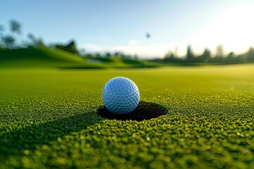 golf ball fall to the hole, still life.jpeg - obrazy, fototapety, plakaty