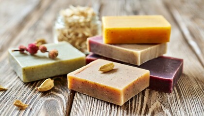 Bars of natural handmade soap. Spa self-care organic product