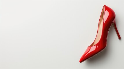 Shiny red stiletto on a clean white background