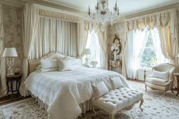 Elegant bridal suite with luxurious decor and romantic ambiance