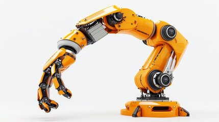 robotic arm 3d on white background. Mechanical hand. Industrial robot manipulator. Modern industrial technology - obrazy, fototapety, plakaty