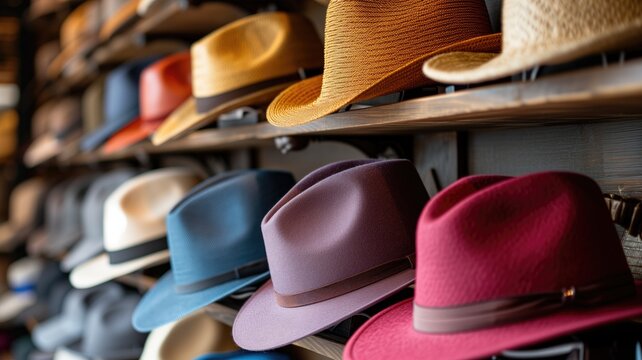 Various stylish hats presented in a warm, inviting display
