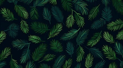 seamless background with coniferous branches pattern, coniferous, fir, 