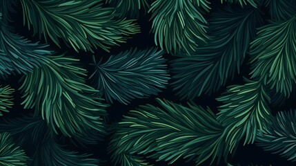 Fototapeta premium seamless background with coniferous branches pattern, coniferous, fir, 