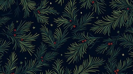 seamless background with coniferous branches pattern, coniferous, fir, 