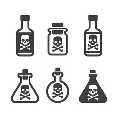 Glass Poison Bottle Icon set on White Background