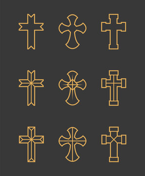 Set christian cross vector symbol. Christian cross icons