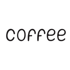 Lettering inscription. Vector word Coffee handwritten in black isolated on a transparent background