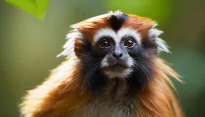 Cute Tamarin Monkey Portrait in Jungle