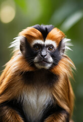 Cute Tamarin Monkey Portrait in Jungle