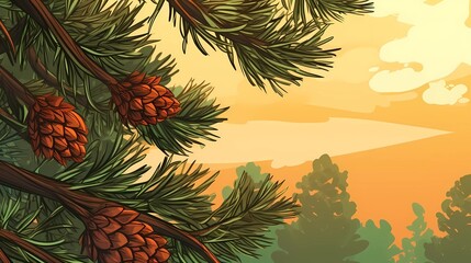 seamless background with coniferous branches pattern, coniferous, fir, 