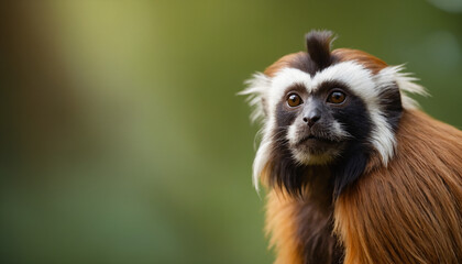 Cute Tamarin Monkey Portrait in Jungle