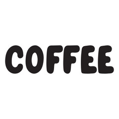 Lettering inscription. Vector word Coffee handwritten in black and highlighted on a transparent background for design and printing