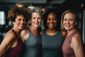 Fototapeta premium Group portrait of smiling middle aged body positive women