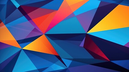 Vibrant Polygonal Mosaic in Bold Colors. A vivid abstract of overlapping polygons in multiple colors. - obrazy, fototapety, plakaty