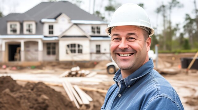 Cheerful Builder at Upcoming Housing Site