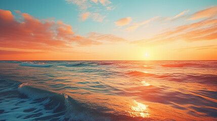 A breathtaking sunset over the ocean, AI Generative.