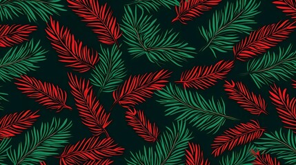 seamless background with coniferous branches pattern, coniferous, fir, 