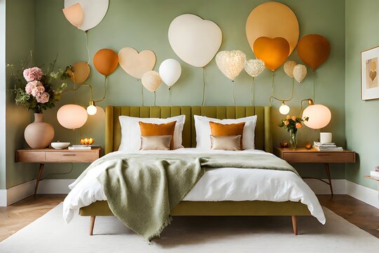 Ornate Bliss - Luxury Bedroom in Calm Peach and Gold for Valentine's