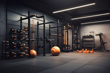Home gym with rubber flooring - obrazy, fototapety, plakaty