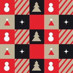 christmas background with snowflakes. New Year's pattern in Bauhaus style. Christmas background in Bauhaus style. Vector illustration