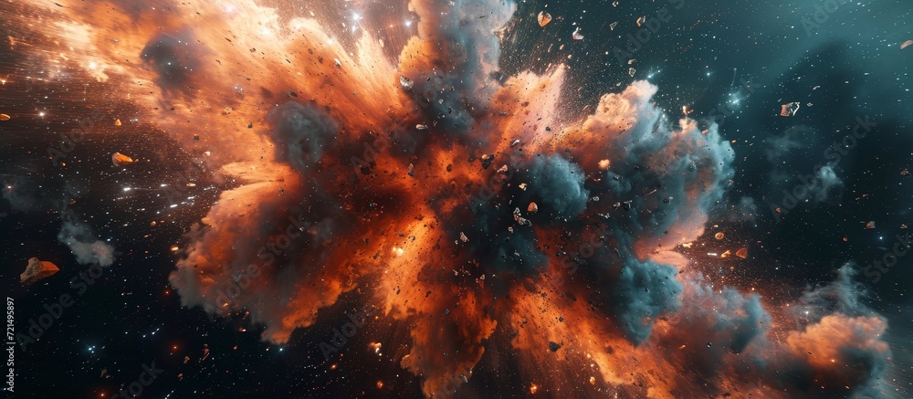 Poster explosive 3d background: a stunning display of 3d explosiveness in a captivating background