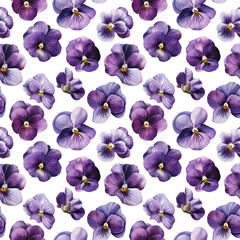 Violet flowers seamless pattern created with Generative AI technology