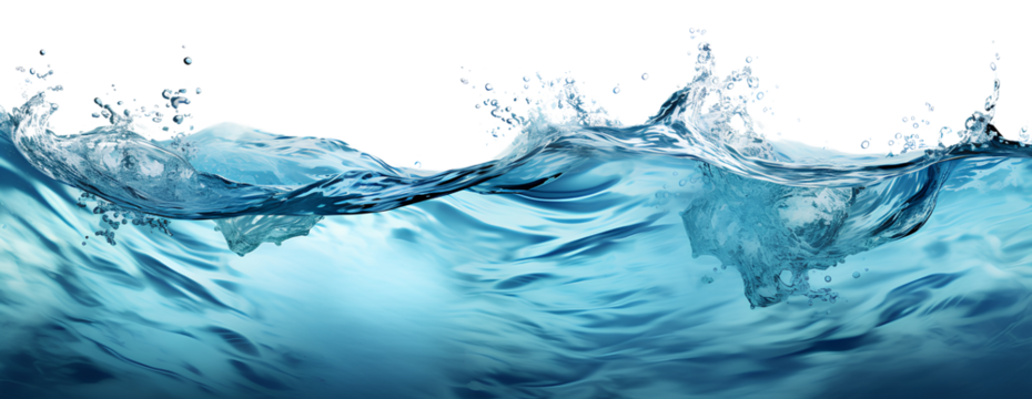 Sea water surface cut out, transparent background, PNG.