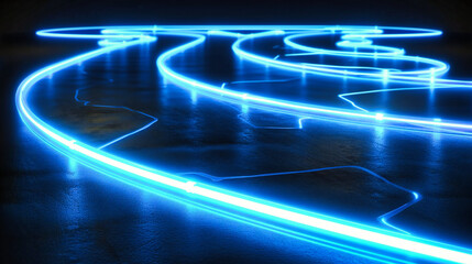 Obraz premium Dynamic abstract background with glowing lines and motion blur, conveying speed, technology, and the flow of energy