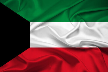 Flag Of Kuwait, Kuwait flag, National flag of Kuwait. fabric flag of Kuwait.
