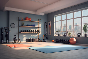 ome gym with built in storage for yoga mats 