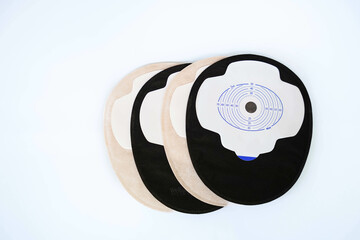 Insulated ostomy bags in two colors to cut to size with copy space